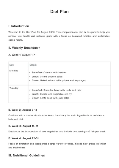 Free Diet Plan Template to Edit Online