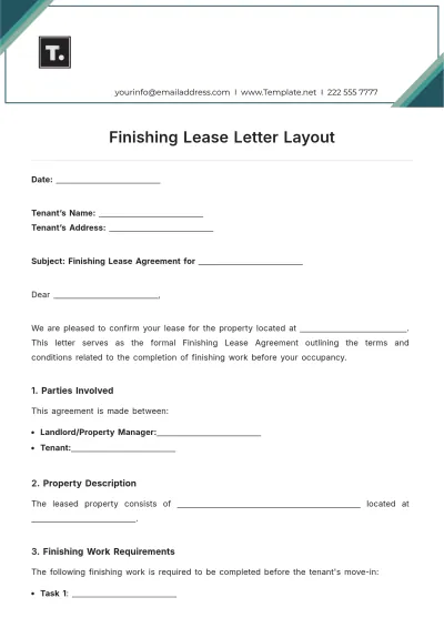 Free Finishing Lease Letter Layout Template to Edit Online