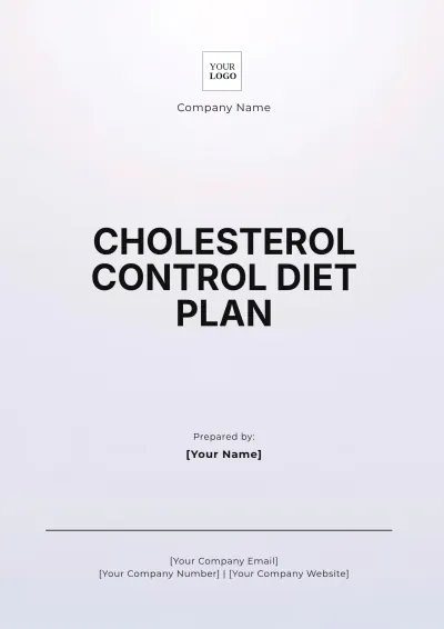 Free Cholesterol Control Diet Plan Template to Edit Online