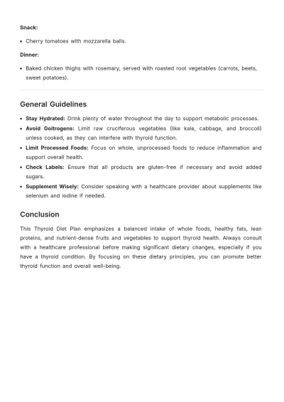 Free Thyroid Diet Layout Plan Template to Edit Online