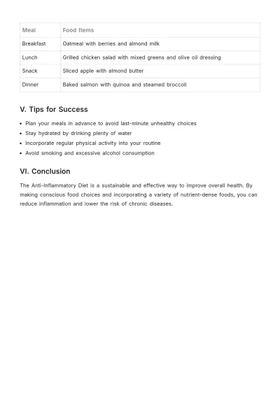 Free Anti-Inflammatory Diet Plan Template to Edit Online