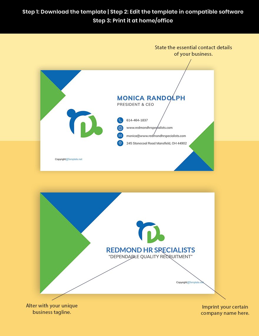 Free Creative HR Business Card Template Format
