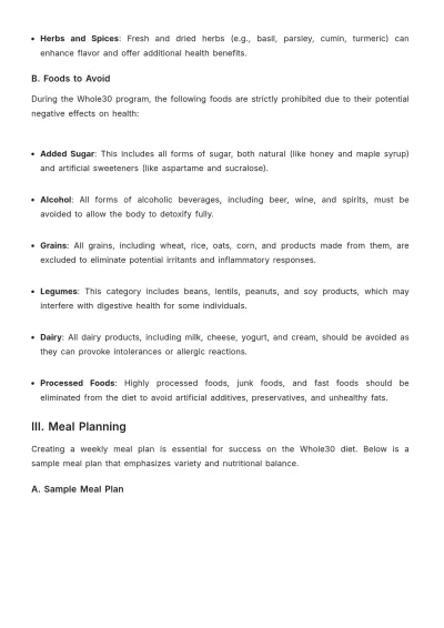Free Whole30 Diet Plan Template to Edit Online