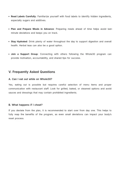 Free Whole30 Diet Plan Template to Edit Online