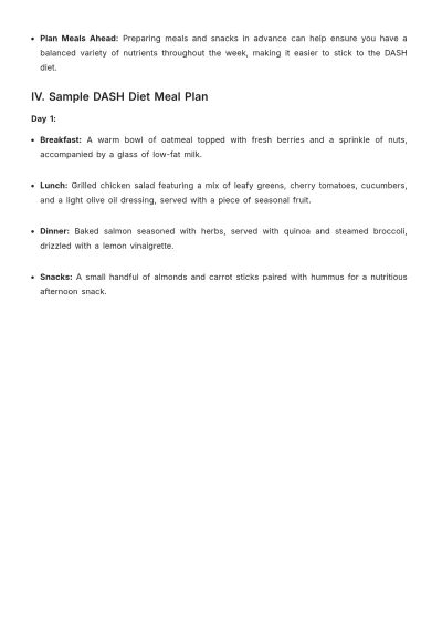 Free DASH Diet Plan Template to Edit Online