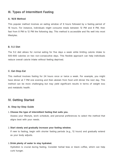Free Intermittent Fasting Diet Plan Template to Edit Online