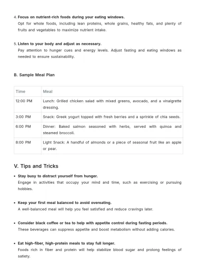 Free Intermittent Fasting Diet Plan Template to Edit Online