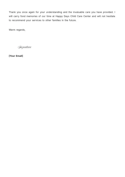 Free Simple Termination Of Child Care Services Template to Edit Online