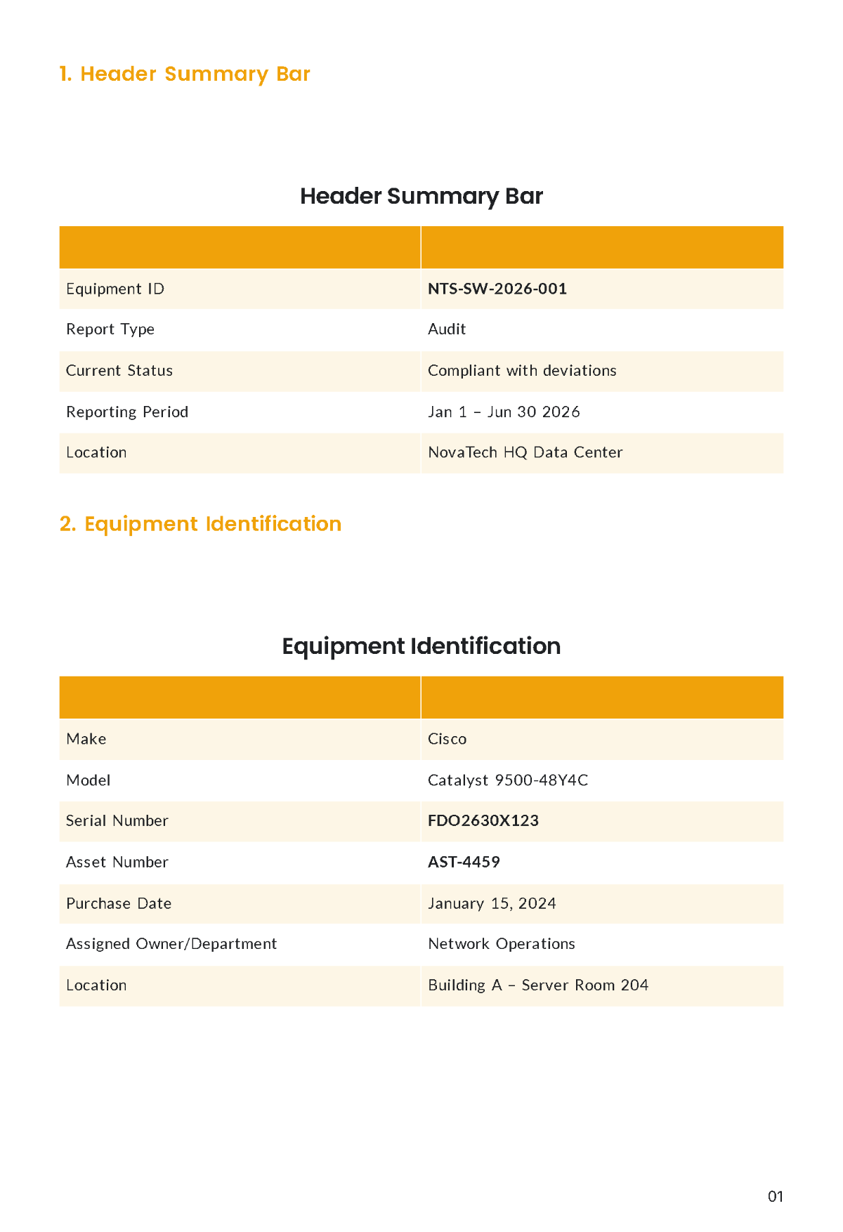 Free Equipment Report Template to Edit Online