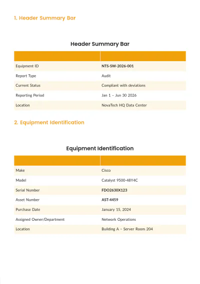 Free Equipment Report Template to Edit Online