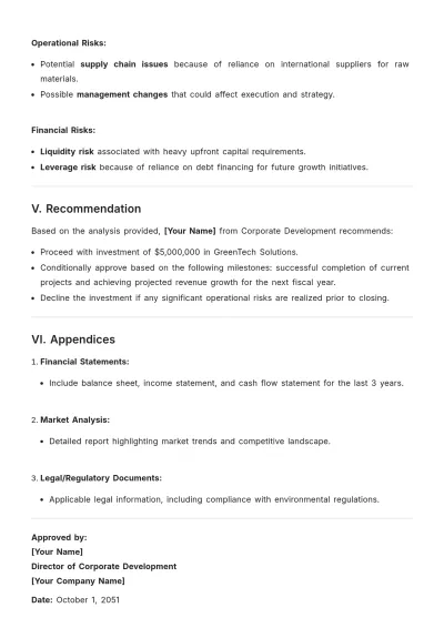 Free Investment Memo Template to Edit Online