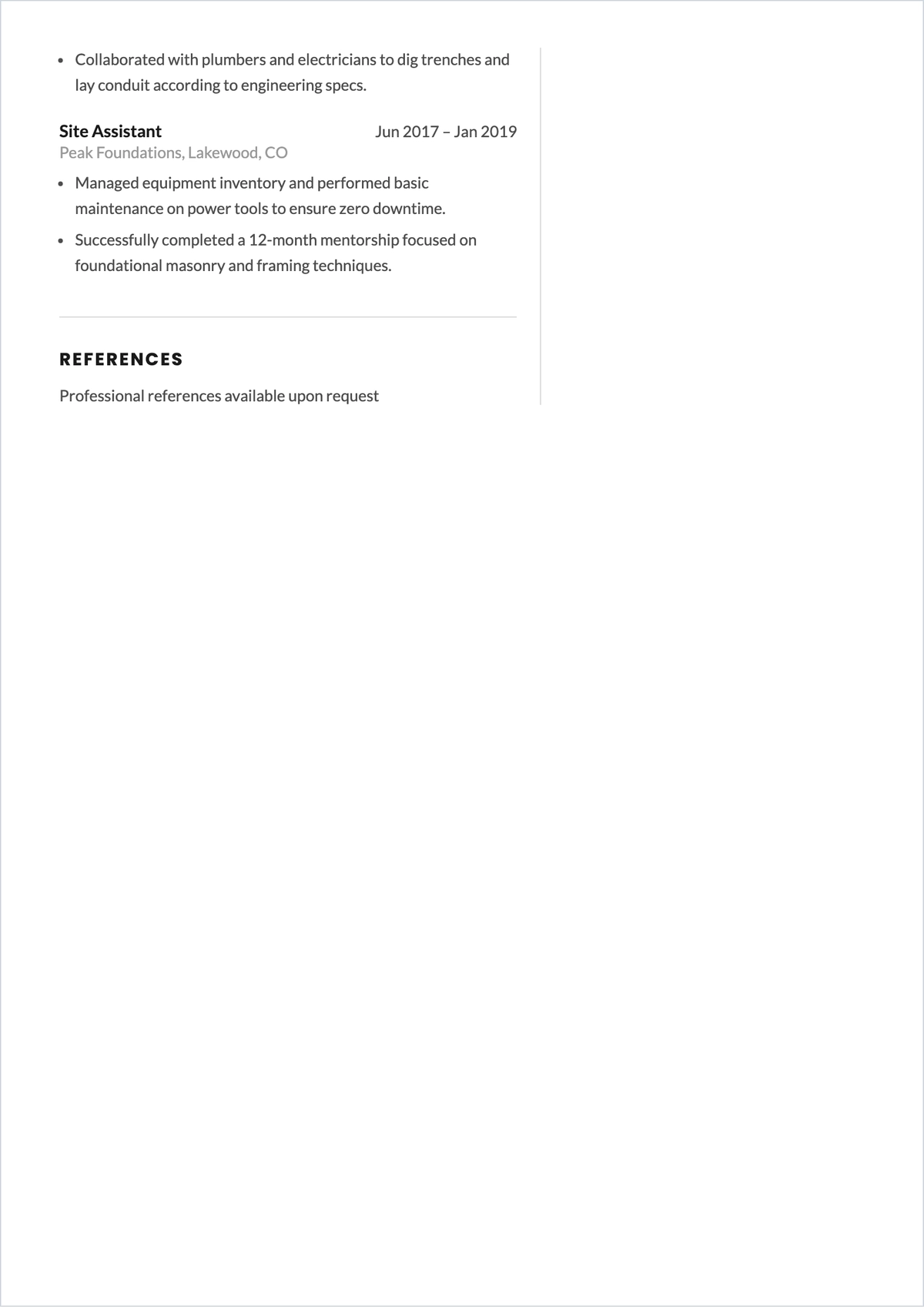 Free Sample Worker ATS Resume Template, AI Resume Builder