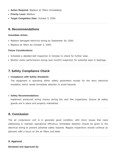 Free Sample Equipment Report Template to Edit Online