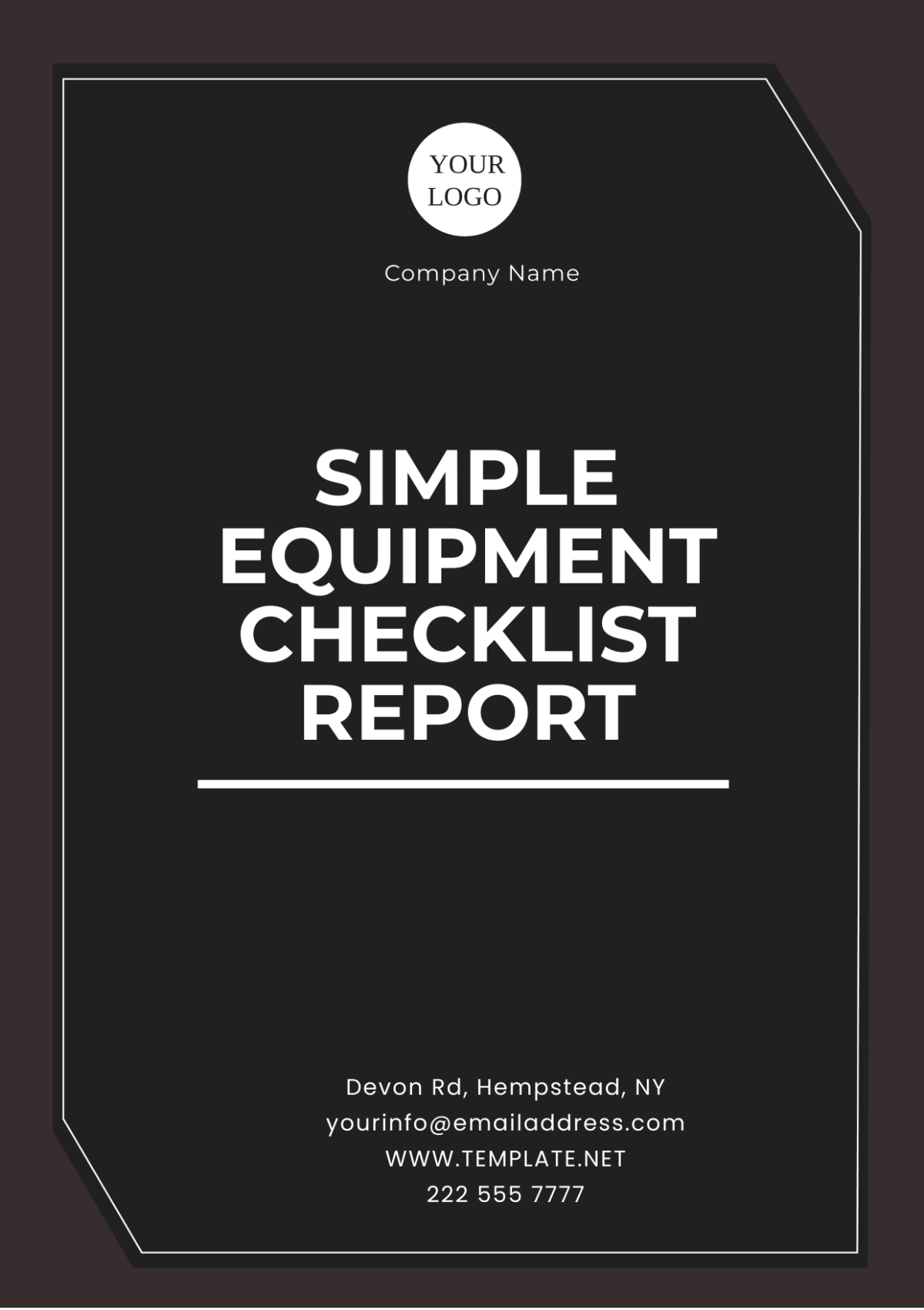 Simple Equipment Checklist Report Template - Edit Online & Download