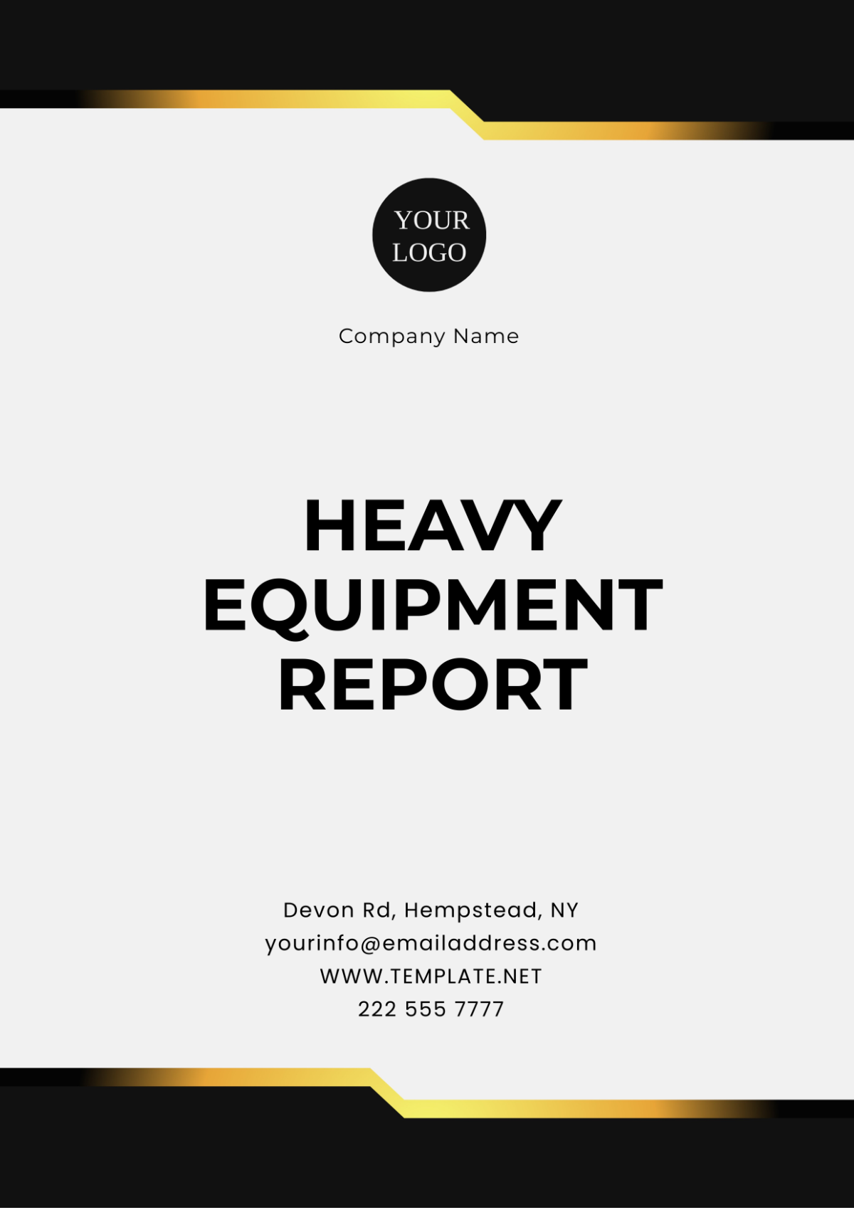 Heavy Equipment Report Template - Edit Online & Download