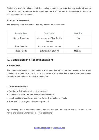 Free Incident Report for Equipment Failure Template to Edit Online