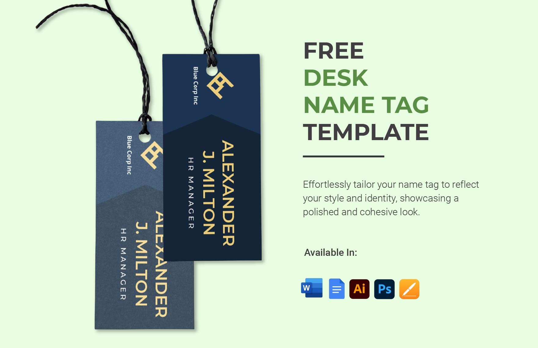 Desk Name Tag Template in Word, Google Docs, Illustrator, PSD, Apple Pages