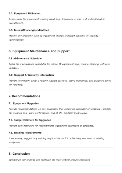 Free IT Equipment Report Layout Template to Edit Online