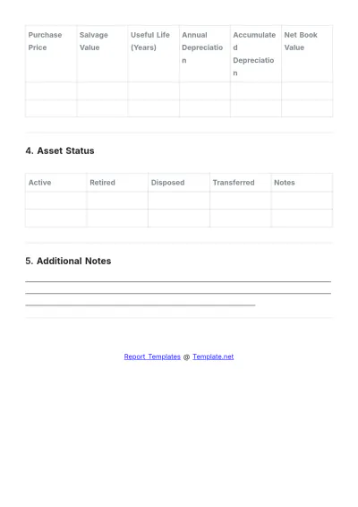 Free Blank Equipment Asset Report Template to Edit Online