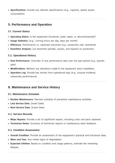 Free Industrial Equipment Report Format Template to Edit Online