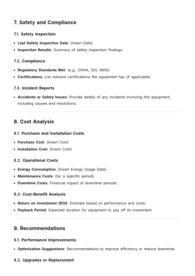 Free Industrial Equipment Report Format Template to Edit Online
