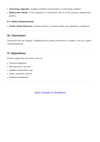 Free Industrial Equipment Report Format Template to Edit Online