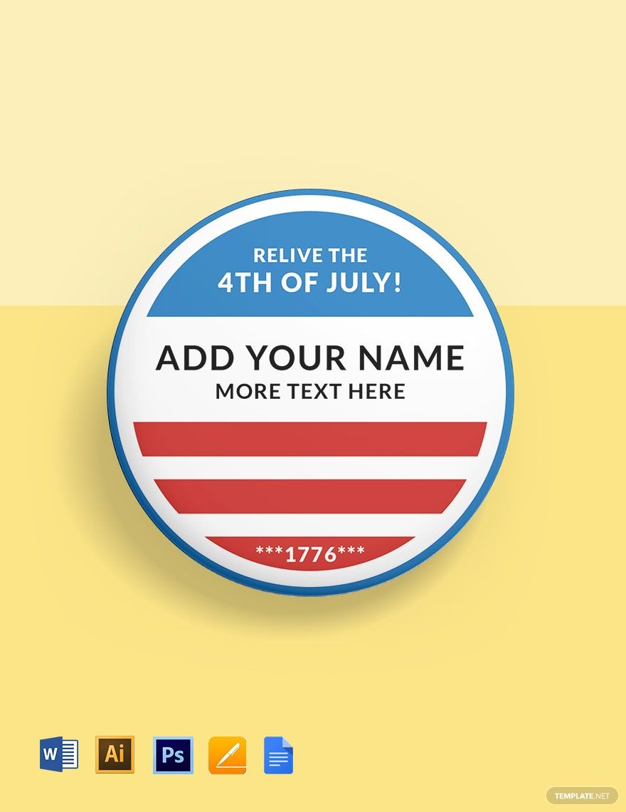 July 4th Badge (Round Shape) Template