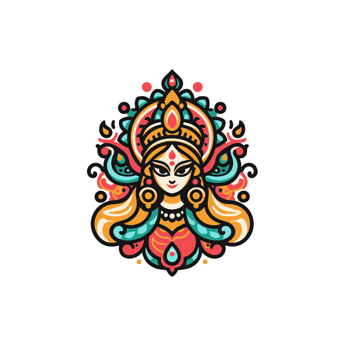 Colorful Durga Clipart