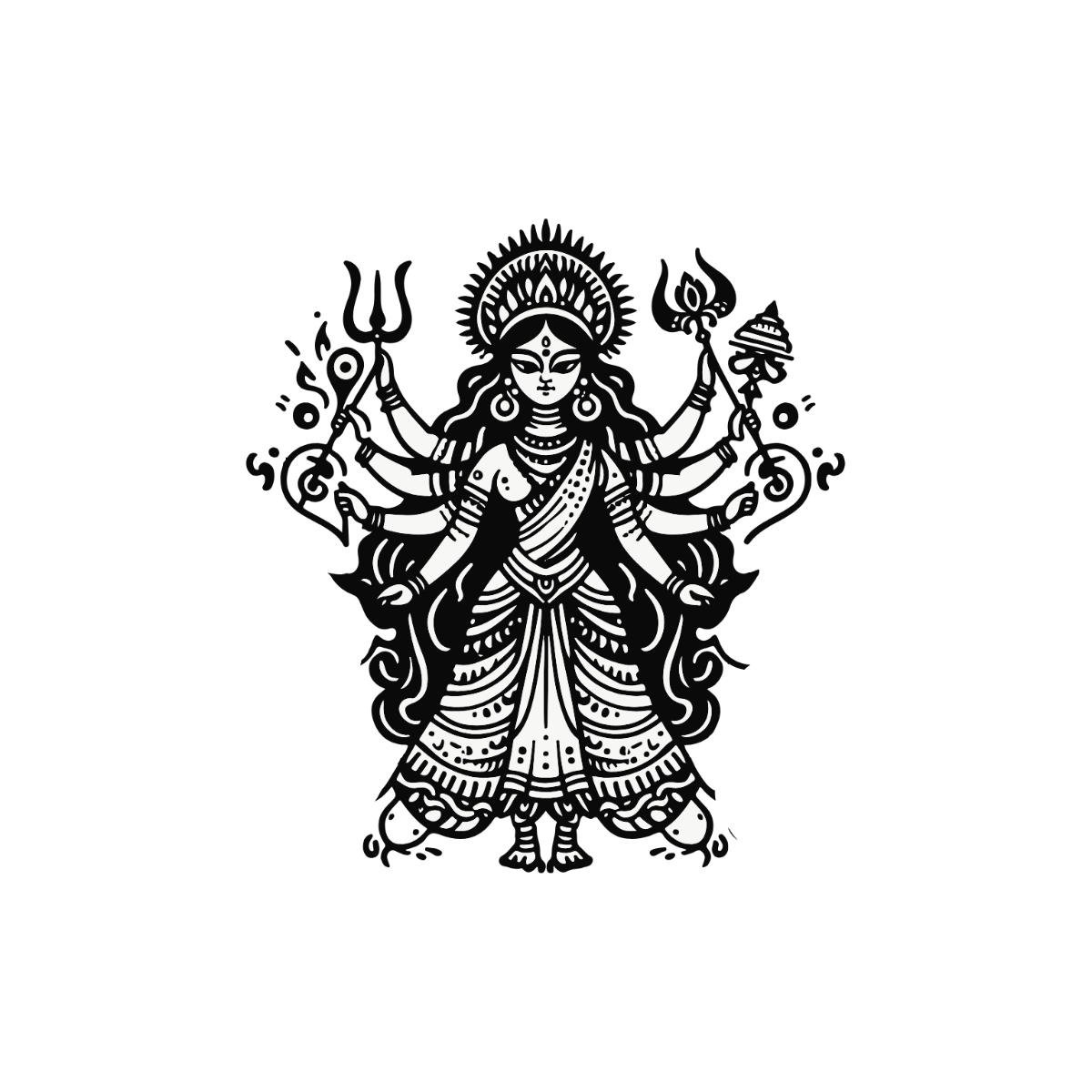 Hand-Drawn Durga Clipart