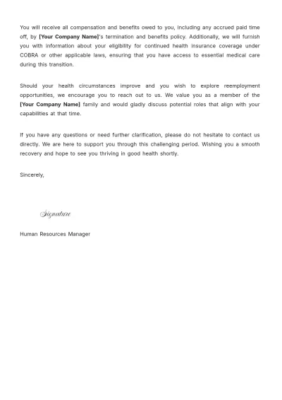 Free Termination Due To Health Or Medical Reasons Template to Edit Online