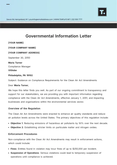 Free Governmental Information Letter Template to Edit Online