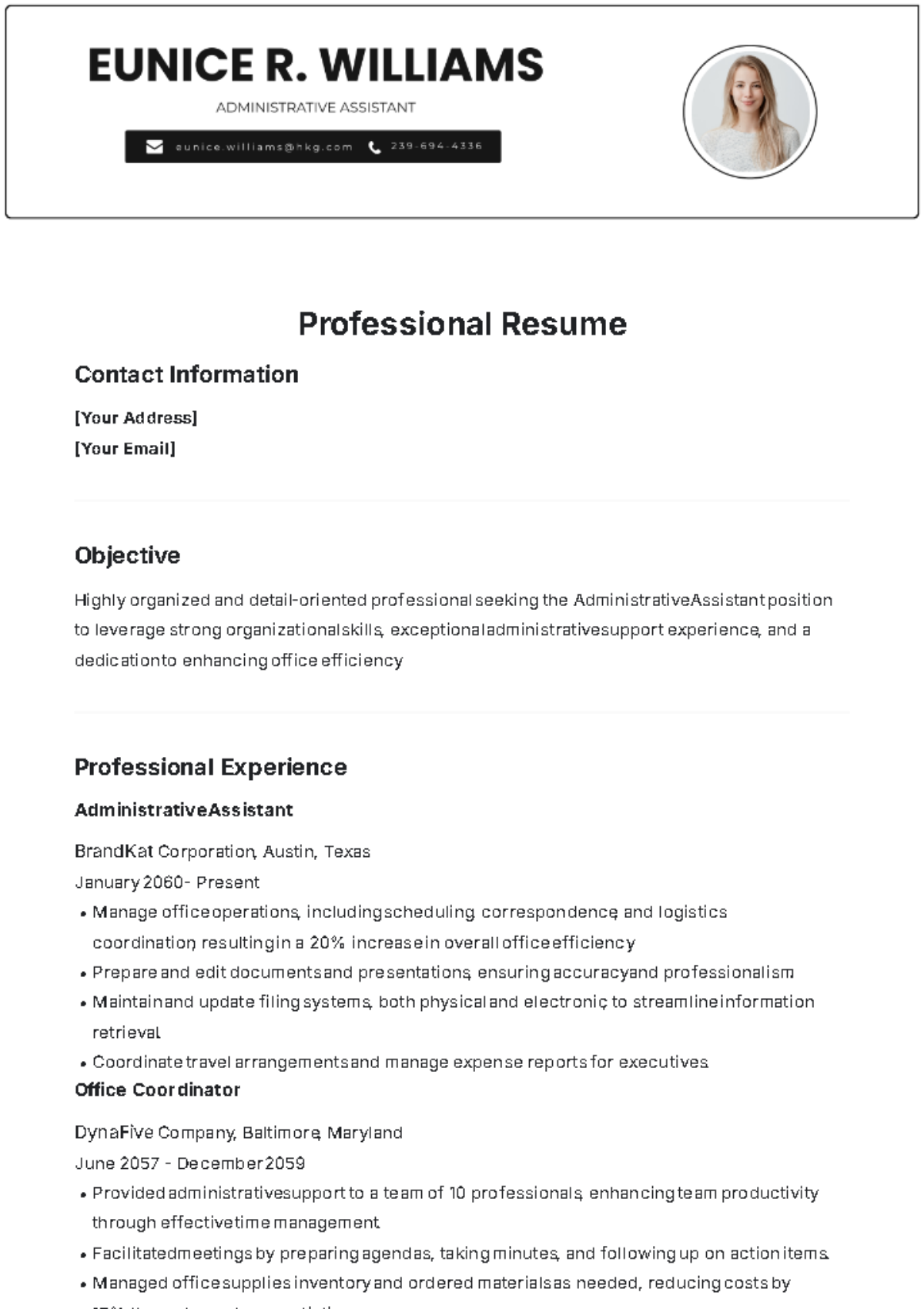 Professional Resume Template - Edit Online & Download