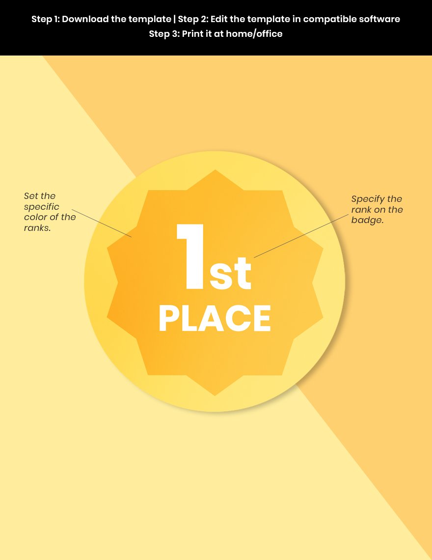1st Place, 2nd Place, 3rd Place Badge (Round) Template