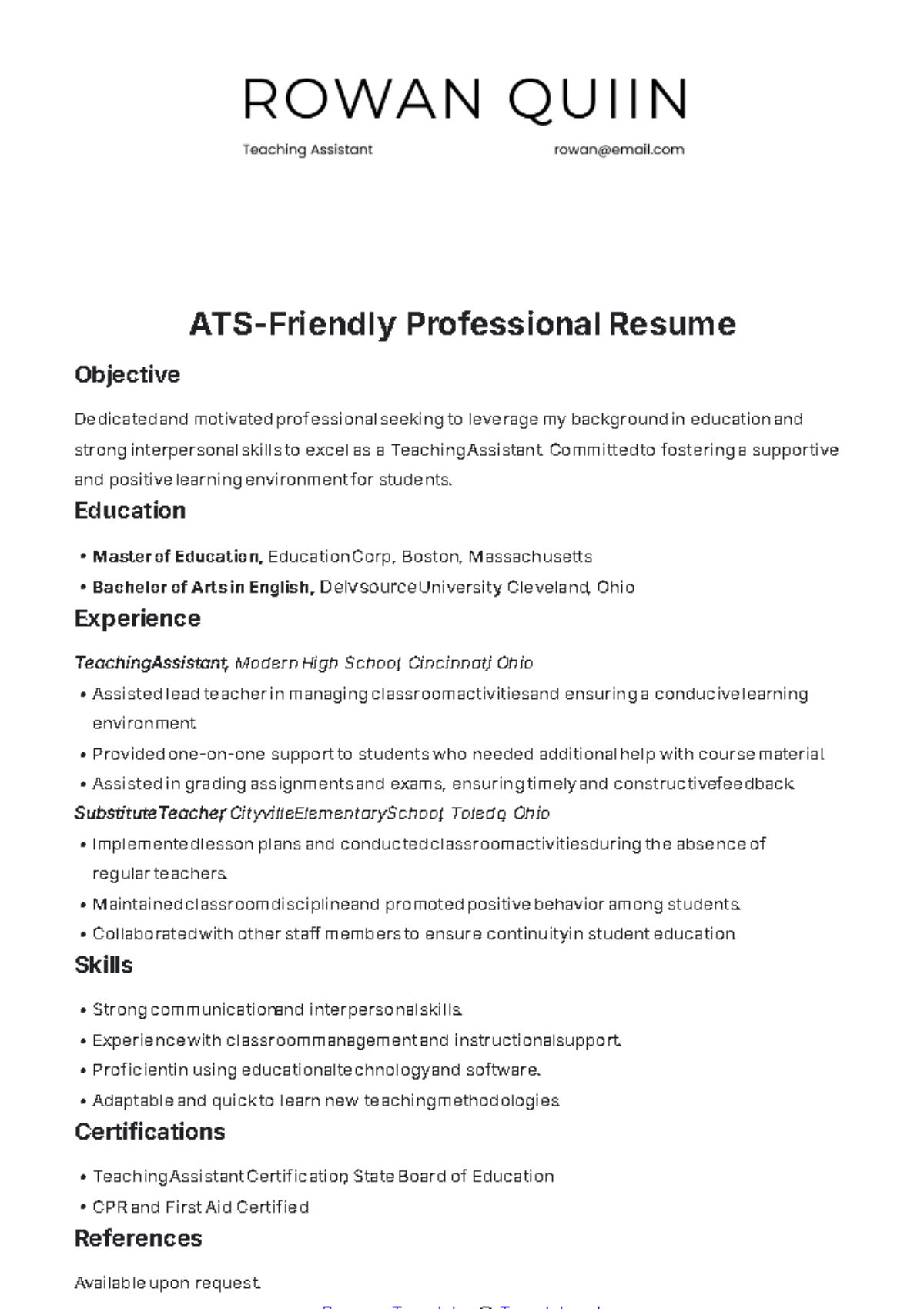 ATS-Friendly Professional Resume Template