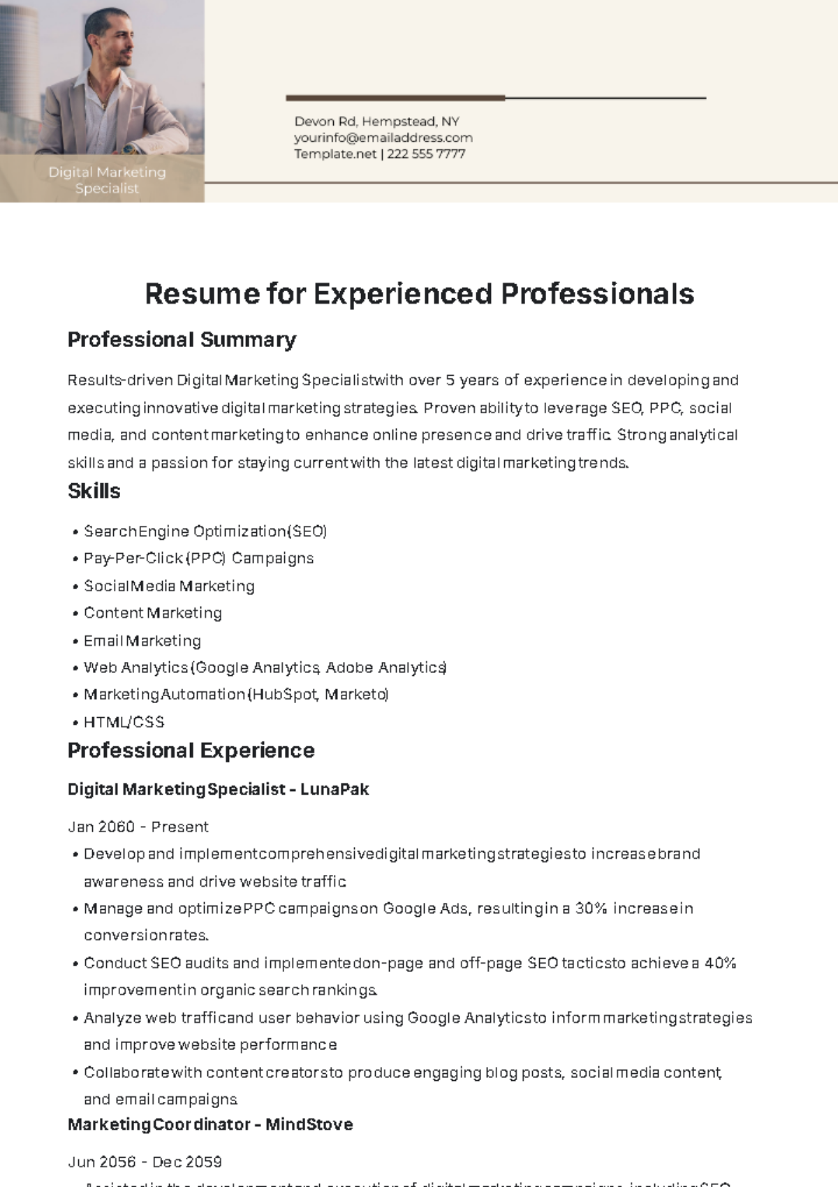 Resume Template for Experienced Professionals