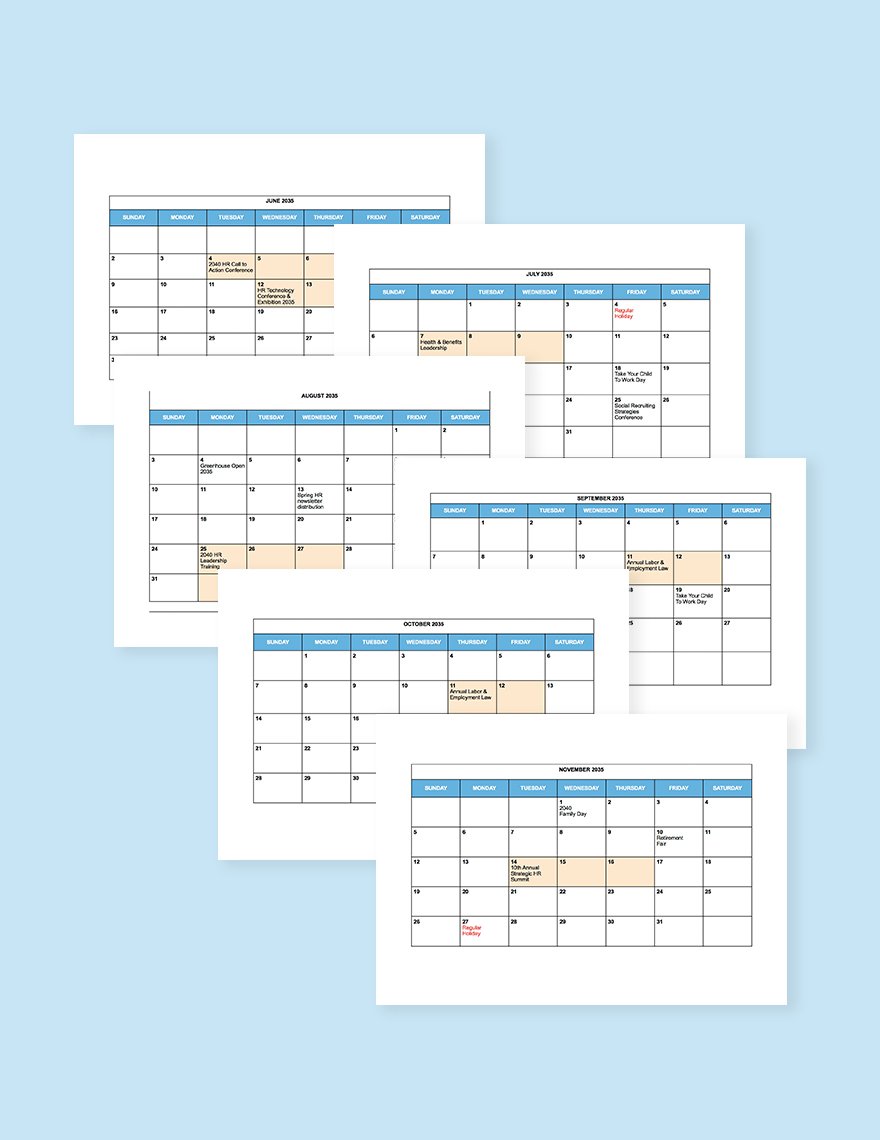 Free Blank HR Calendar Template Download in Word, Google Docs, Excel