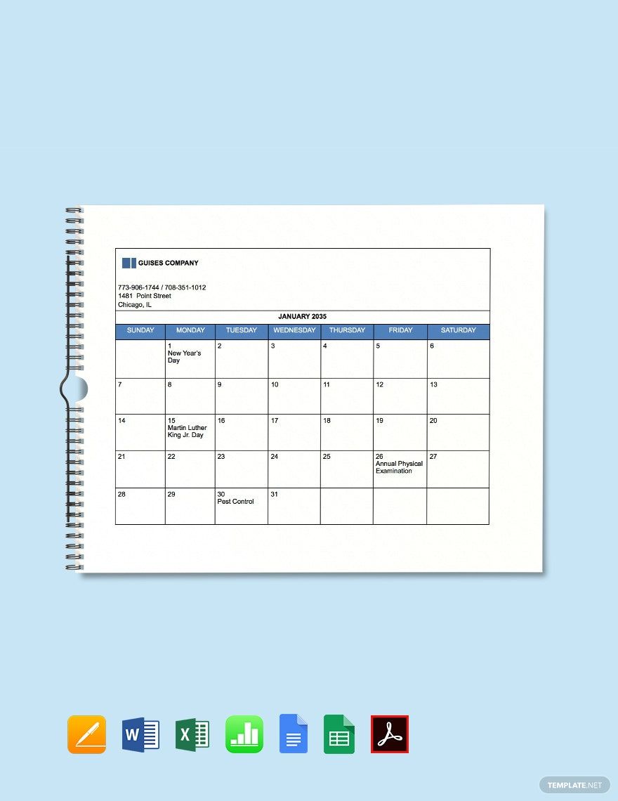 Simple HR Calendar Template