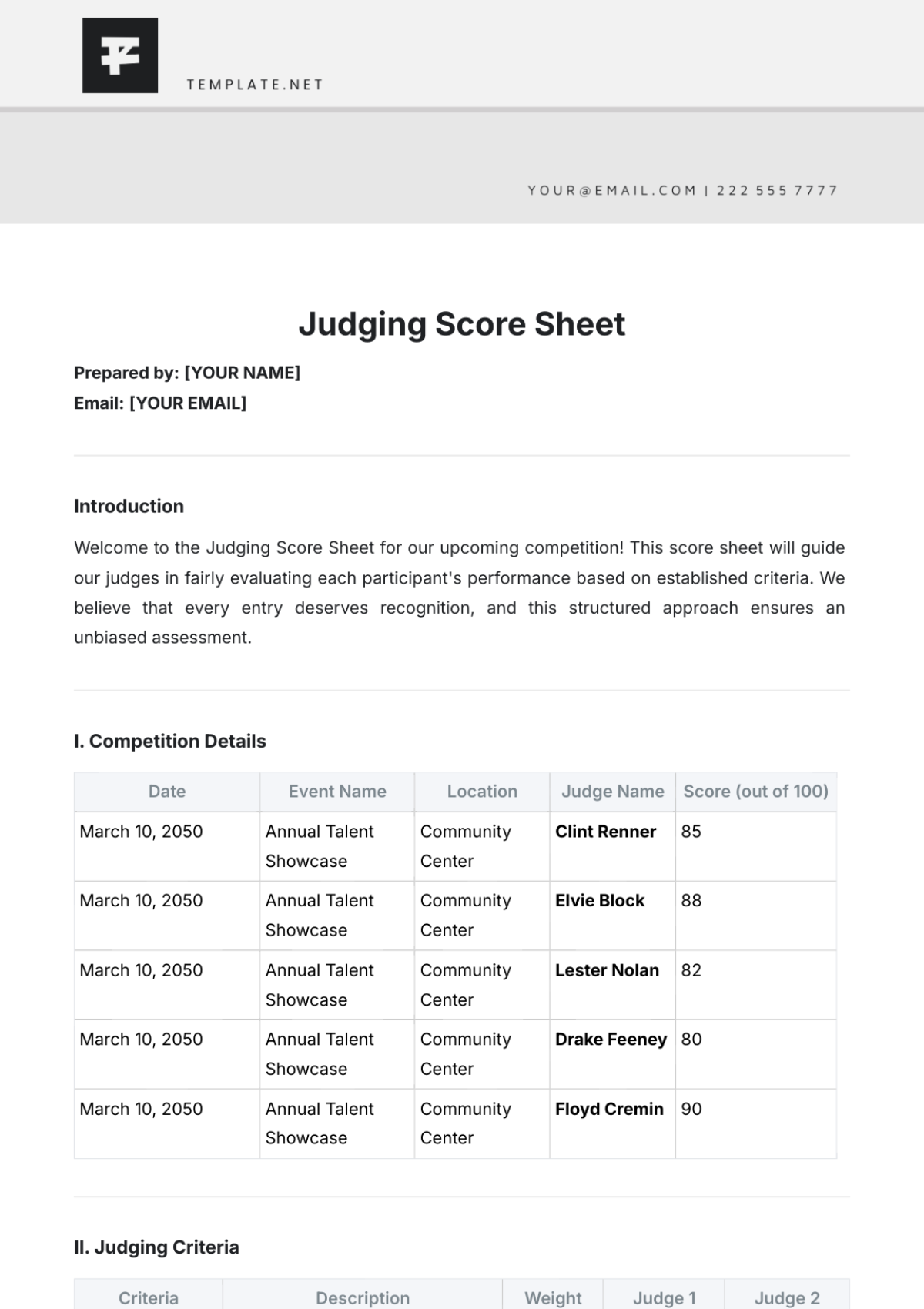 Free Marksheet Template To Edit Online