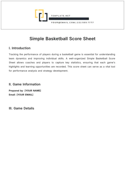 Free Simple Basketball Score Sheet Template to Edit Online