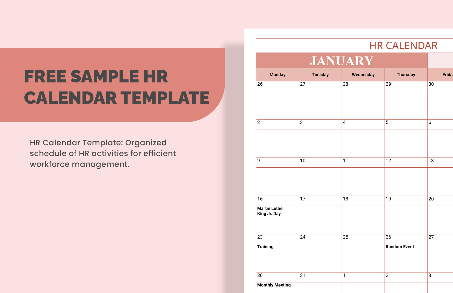 FREE HR Calendar Template Download in Word Google Docs Excel PDF