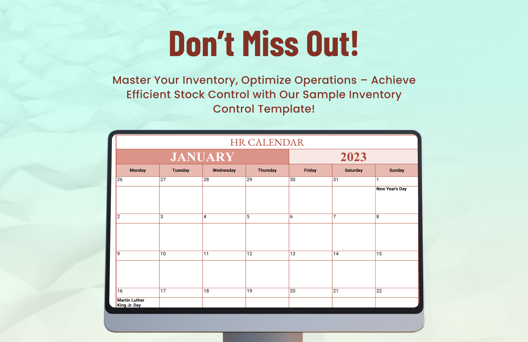 Sample HR Calendar Template