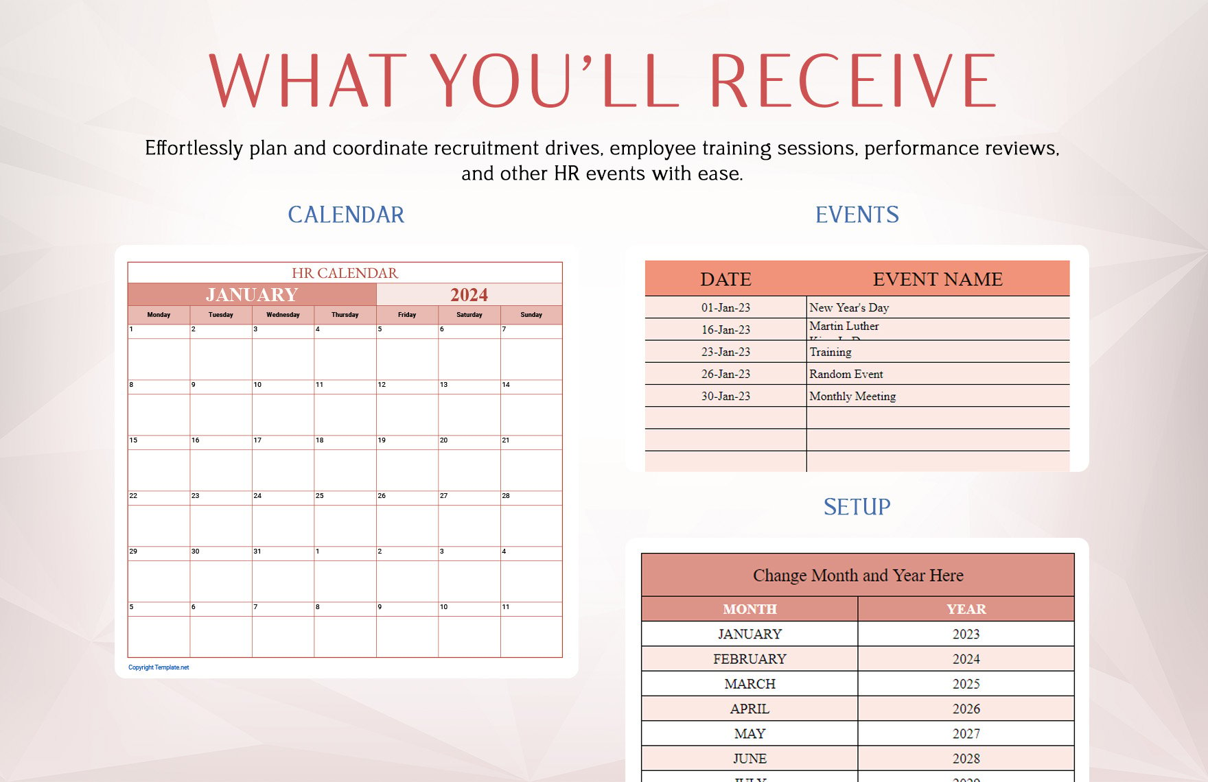 Sample HR Calendar Template