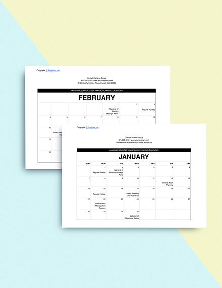 Free Printable HR Calendar Template printable