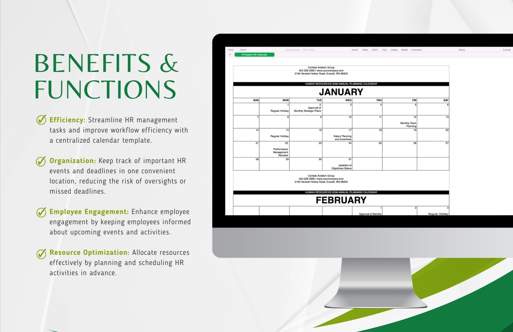 Printable HR Calendar Template