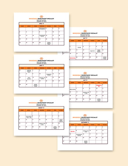 HR Annual Planning Calendar Sample
