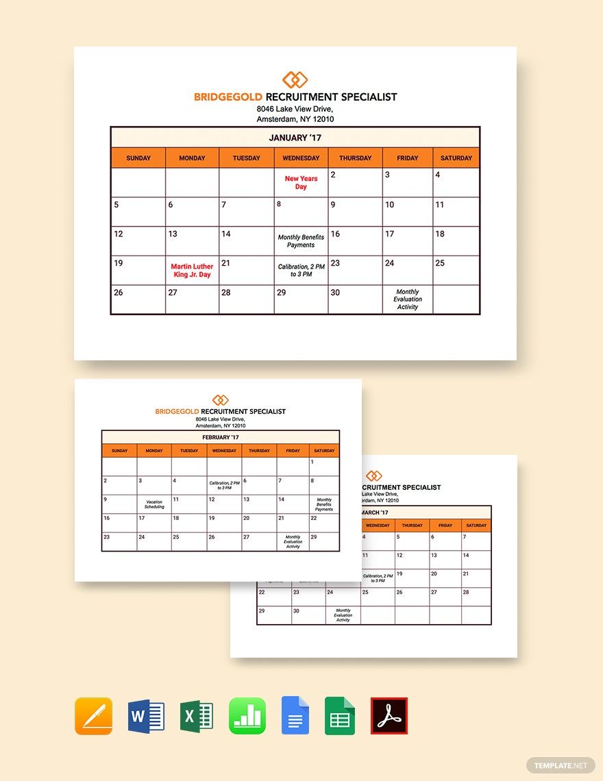 HR Annual Planning Calendar Template