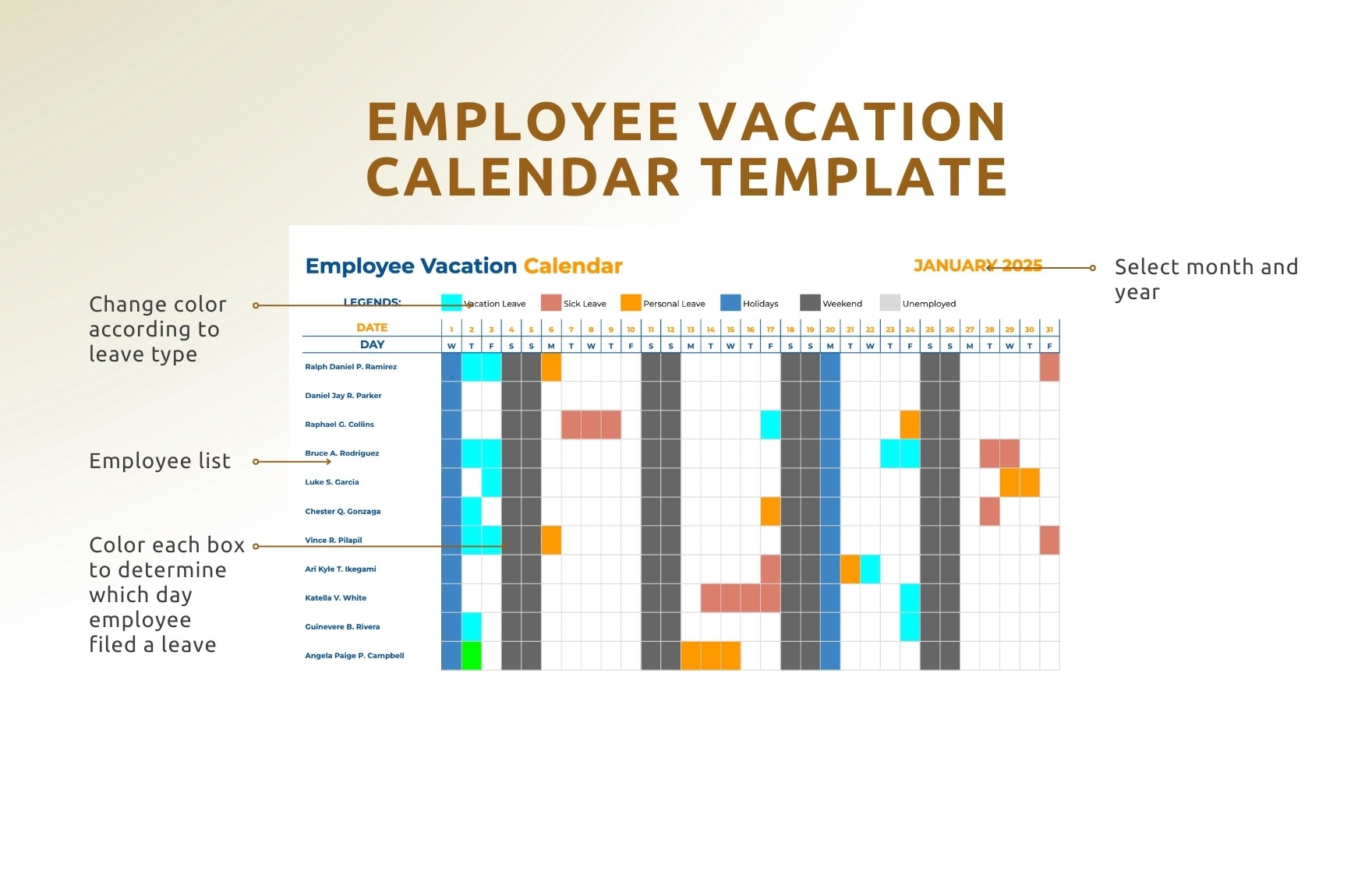 Employee Vacation Calendar Template