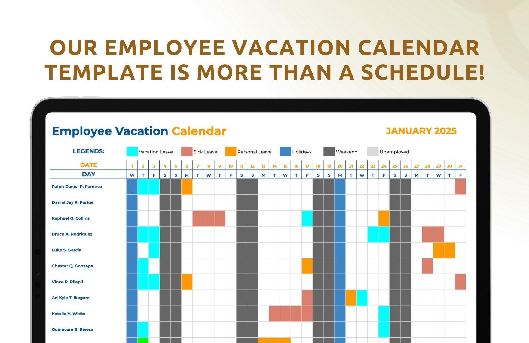 Employee Vacation Calendar Template