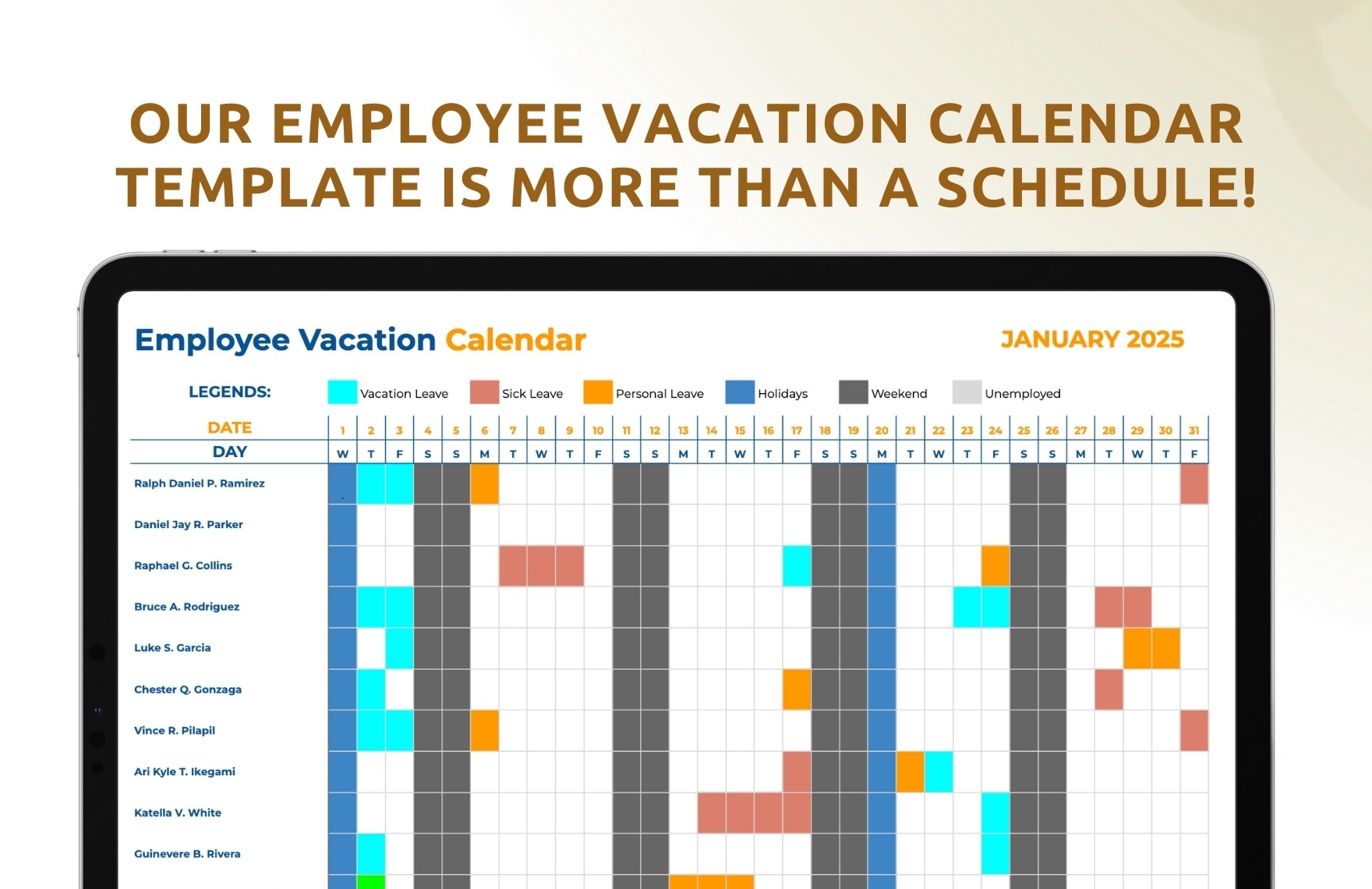 Employee Vacation Calendar Template in Google Sheets, Google Docs