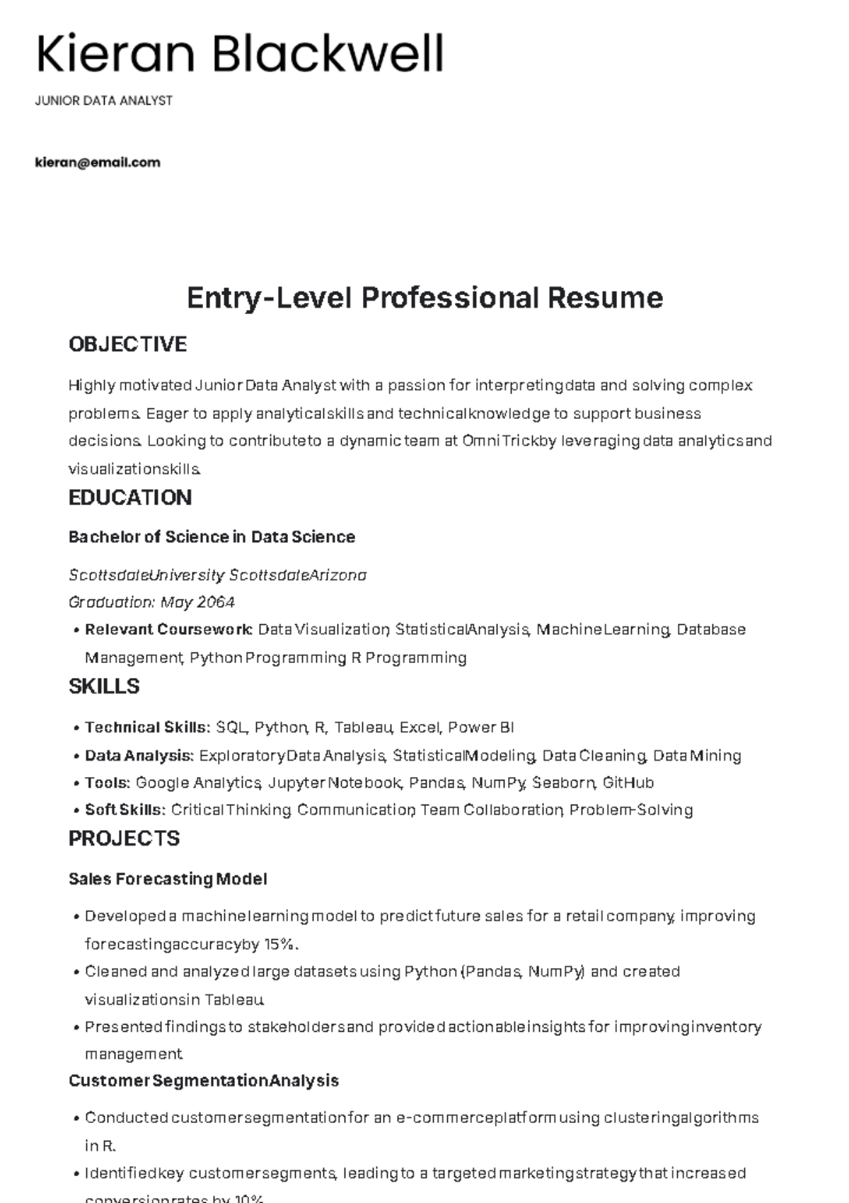 Entry-Level Professional Resume Template